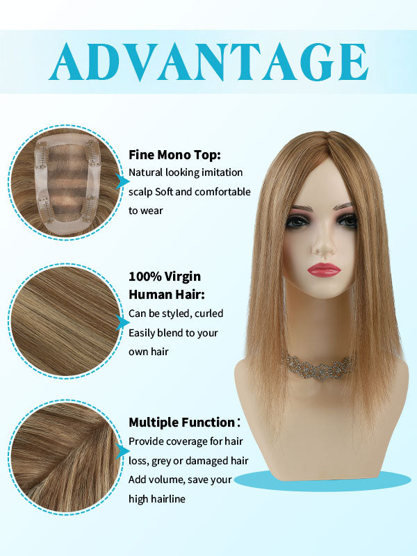 Hair Topper 3"x 5" Mono Base Highlights #P7/10