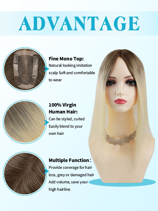 Hair Topper 3"x 5" Mono Base Ombre #T4/60
