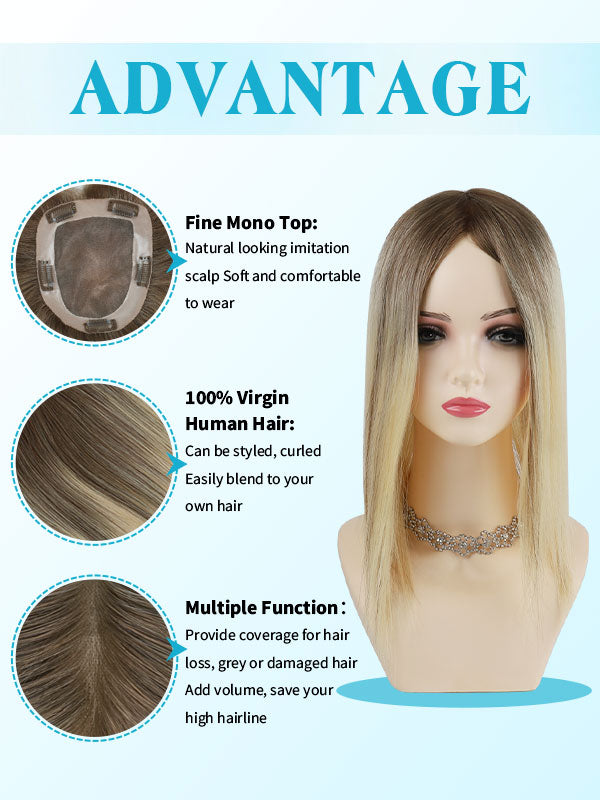 Hair Topper 5"x 6" Mono Base Balayage #B2/60