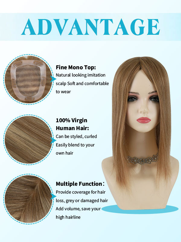 Hair Topper 5"x 6" Mono Base Highlights #P7/10