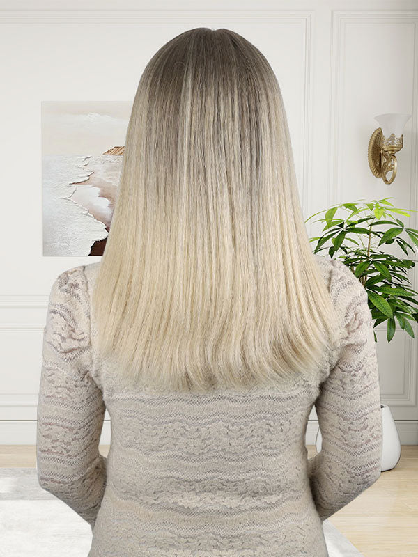 Lace Front Wig Silk Top Ash Brown w/ Blonde Balayage Color #GT2 18"