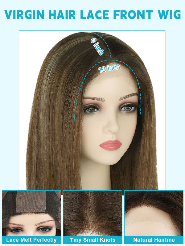Lace Front Wig with Silk Top Balayage Color #B2/8