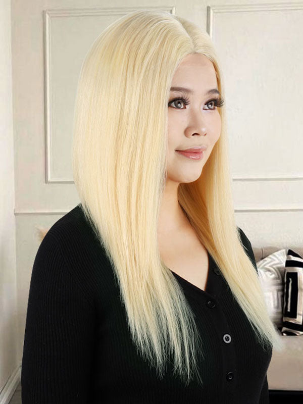 Lace Front Wig with Silk Top Ash Blonde #60