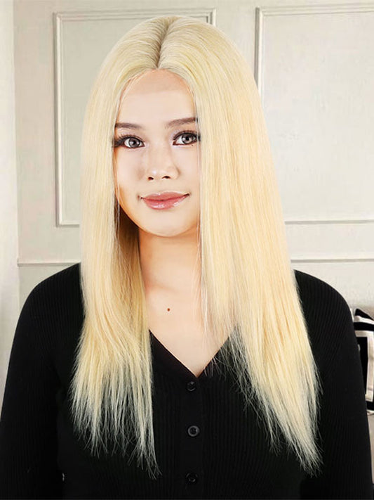 Lace Front Wig with Silk Top Ash Blonde #60