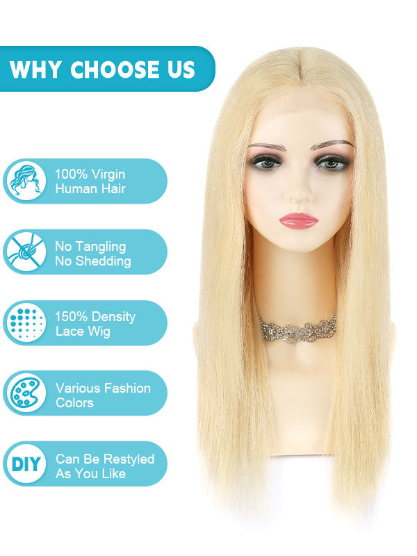 Lace Front Wig with Silk Top Ash Blonde #60