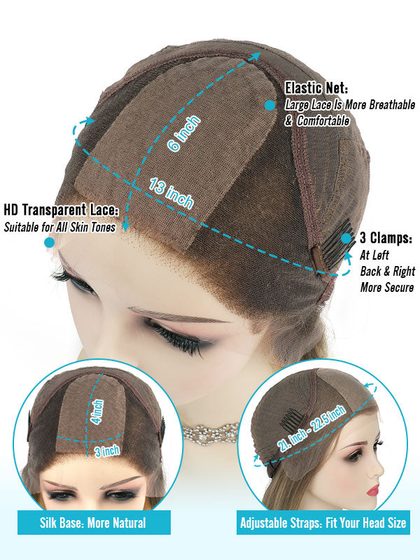 Lace Front Wig with Silk Top Highlights #8C/60