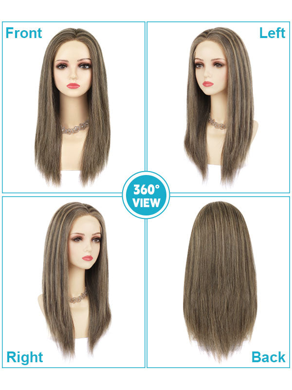 Lace Front Wig with Silk Top Highlights #P6/27