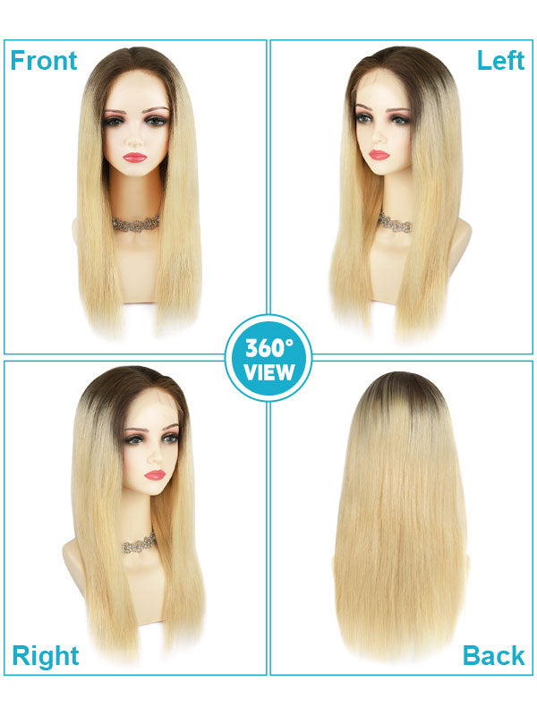 Lace Front Wig with Silk Top Ombre #T4/60