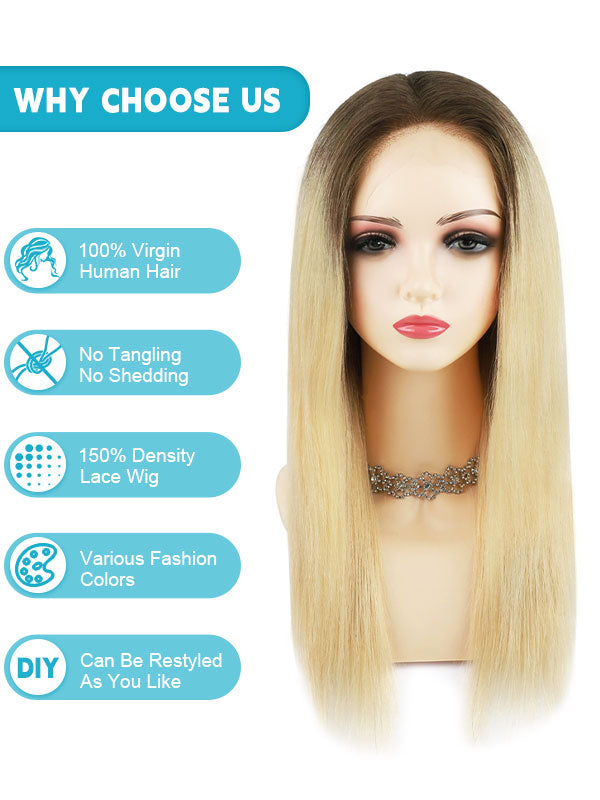 Lace Front Wig with Silk Top Ombre #T4/60
