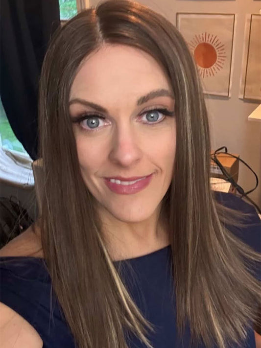 Lace Front Wig Dark Brown Hair with Blonde Highlights #BM 18"
