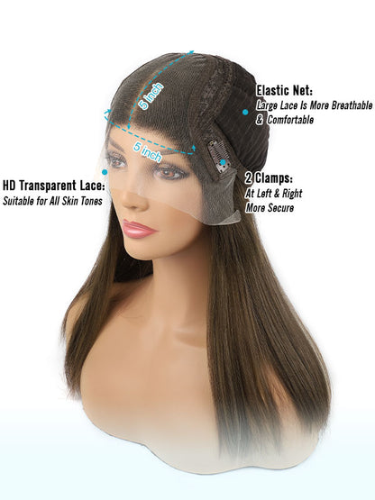 Lace Front Wig Dark Brown Hair with Blonde Highlights #BM 18"