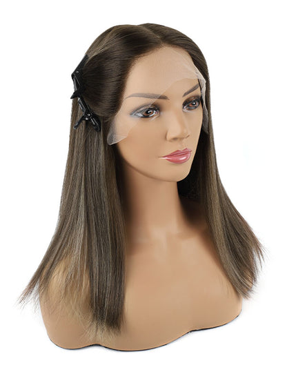Lace Front Wig Dark Brown Hair with Blonde Highlights #BM 18"