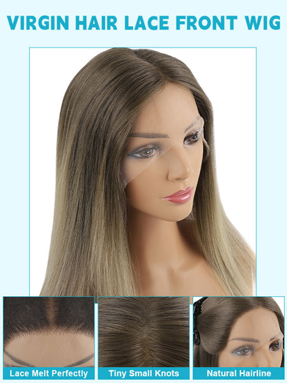 Lace Front Wig Dark Coffee Brown with Balayage Color #GT4 18"