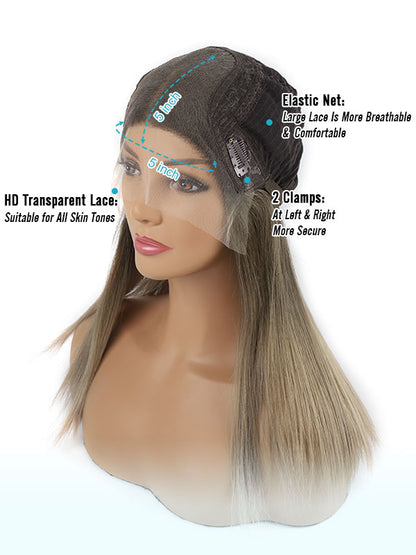 Lace Front Wig Dark Coffee Brown with Balayage Color #GT4 18"