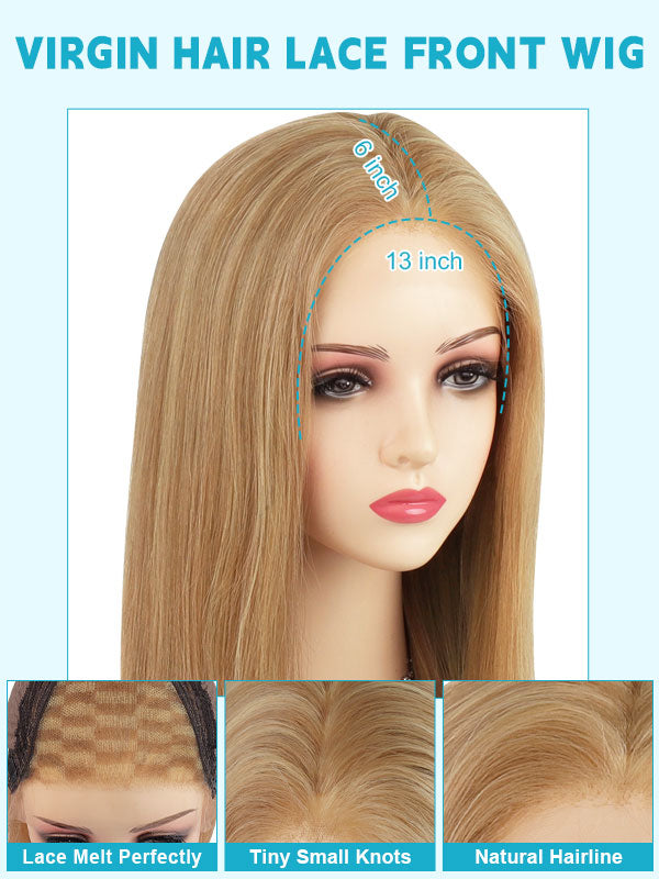 Lace Front Wig Human Hair Highlights #P18/60