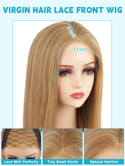 Lace Front Wig Human Hair Highlights #P18/60
