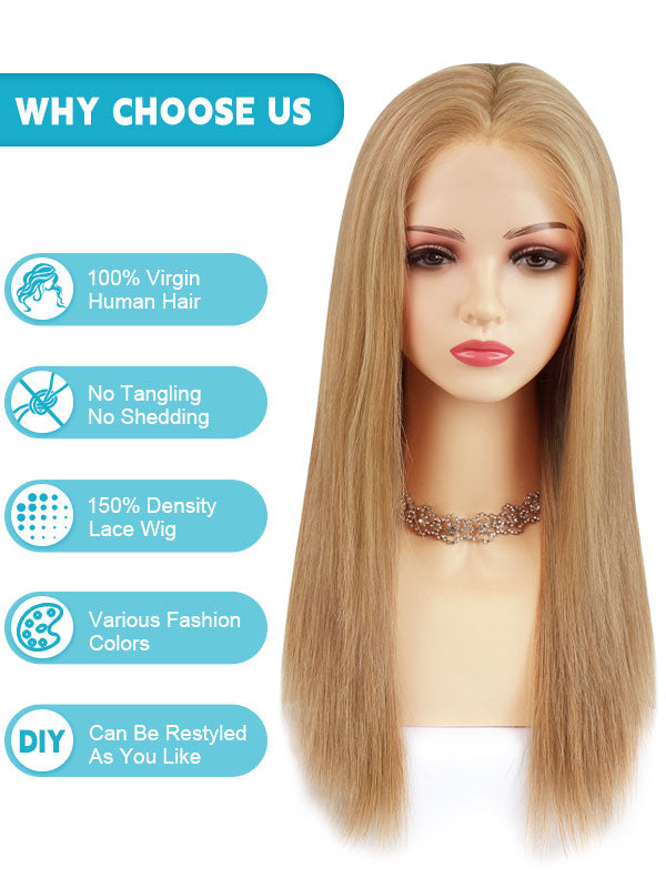 Lace Front Wig Human Hair Highlights #P18/60