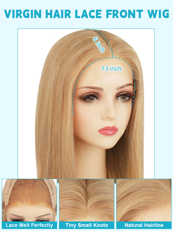 Lace Front Wig Human Hair Highlights #P16/27