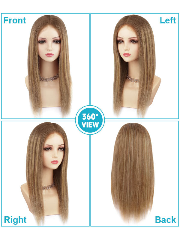 Lace Front Wig Human Hair Ombre Highlights #T10A-P10A/60