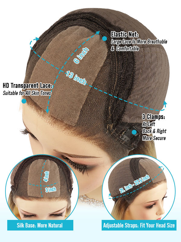 Lace Front Wig Human Hair Ombre Highlights #T10A-P10A/60