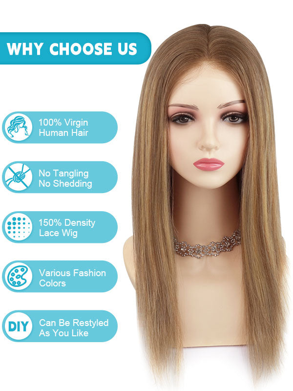 Lace Front Wig Human Hair Ombre Highlights #T10A-P10A/60