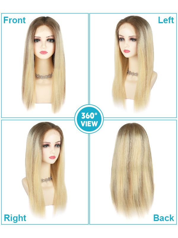 Lace Front Wig with Silk Top Balayage Color #B2/8
