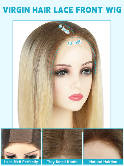Lace Front Wig with Silk Top Balayage Color #B2/60
