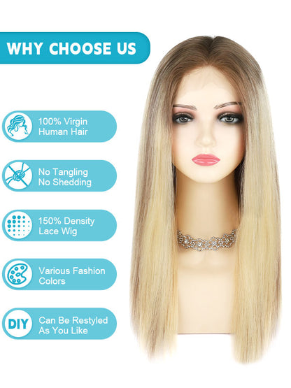Lace Front Wig with Silk Top Balayage Color #B2/60