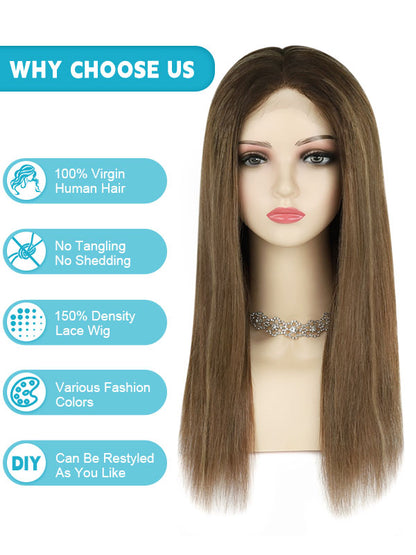 Lace Front Wig with Silk Top Balayage Color #B2/8